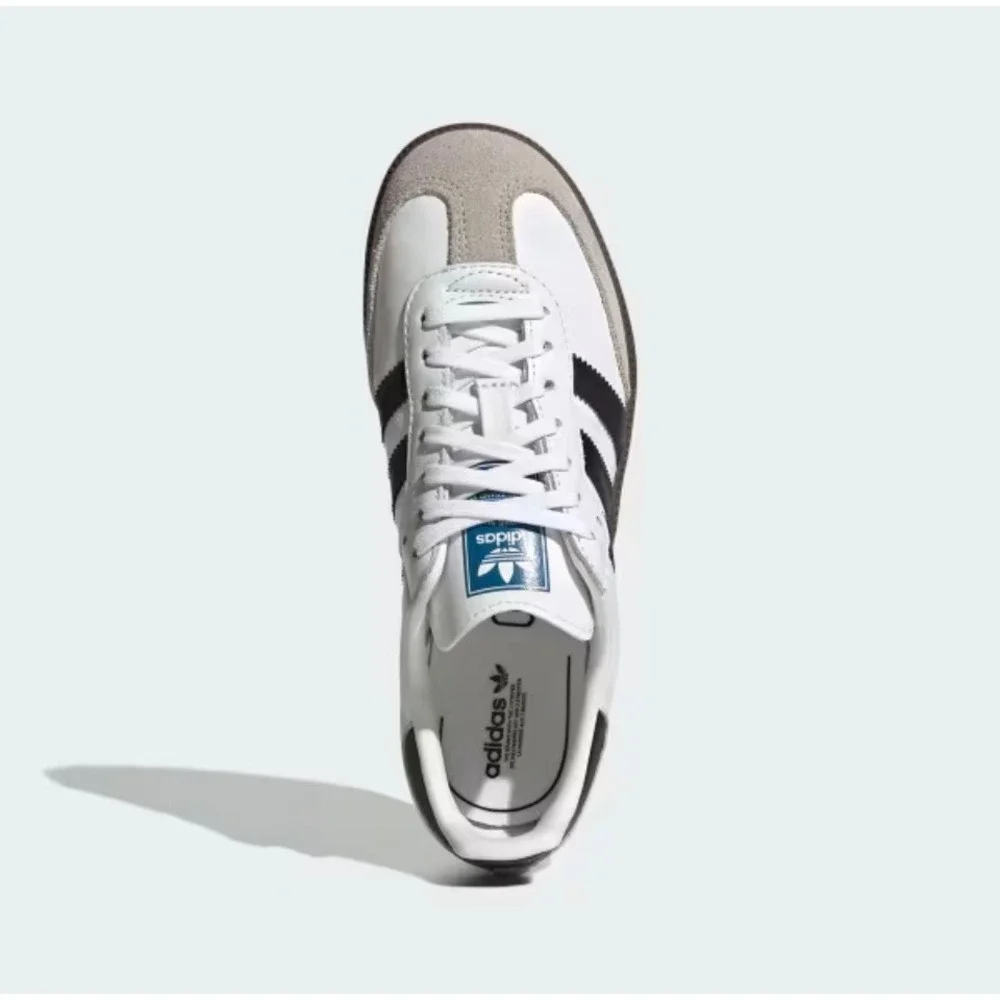Adidas Samba OG Sneaker Women 5 (fits 6) White Leather Gum Sole Streetwear Retro - Picture 1 of 9